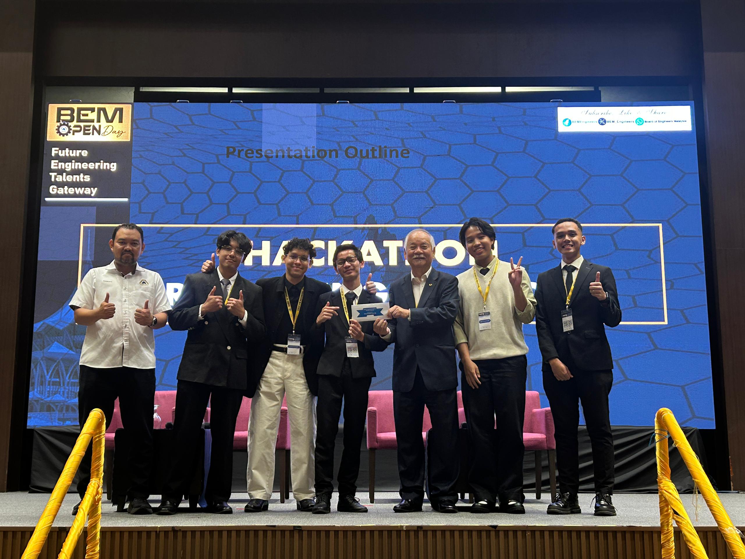 BEM Hackathon stage group photo