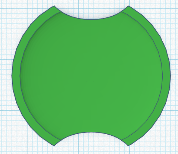 Tinkercad top-down view of bin lid plate design